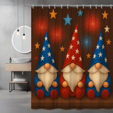 Funny Gnome Shower Curtain for Holiday Decor, Waterproof Fabric