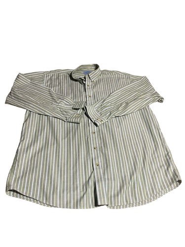 Ll Bean Herren grün/weiß langärmeliges Freizeitshirt mit Knopfleiste Größe XxLarge