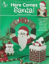 NEW HERE COMES SANTA CHRISTMAS 6 DESIGNS ANNIE'S PLASTIC CANVAS PATTERN BOOK