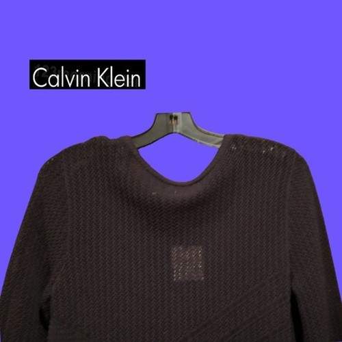 Calvin Klein NEW Geometric Crochet-Mesh Semi-Sheer Sweater Top M - Picture 10 of 12