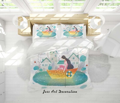 3D Cartoon Water Girl Castle Tree Quilt Cover Set Bedding Sets Pillowcases 64
