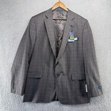 Stafford Sport Coat Mens 46 Long Gray Window Pane Year Round Classic Travel NEW