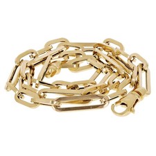 Italian 14k Yellow Gold Hollow Paper Clip Link Necklace 6mm 17.5" 12.8 grams