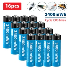 AA Li-ion Lithium ion Rechargeable Batteries 1.5V 3400mwh Battery + Case Box Lot