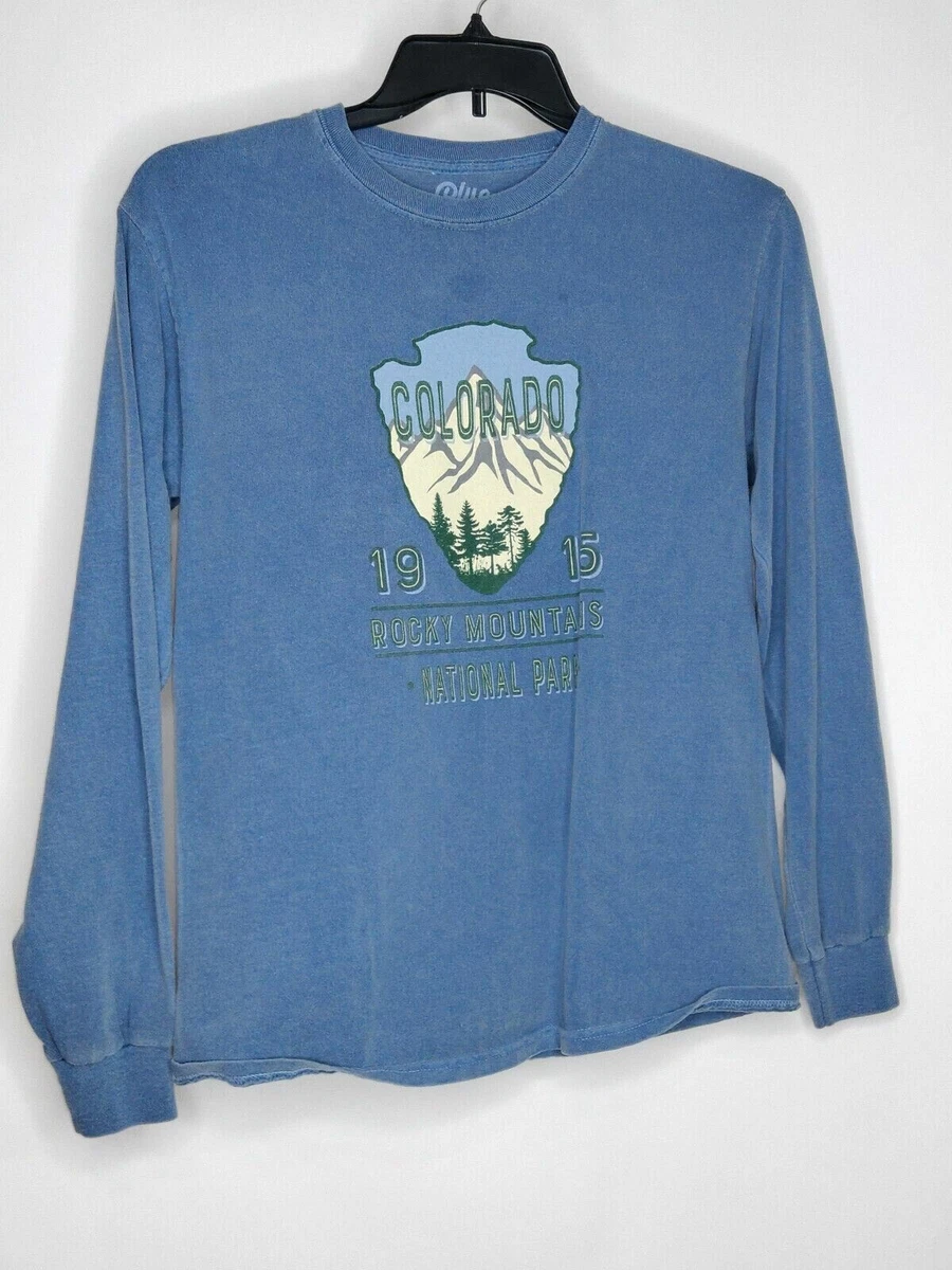 Blue 84 Men s T Shirt Long Sleeve Blue Colorado Rocky Moountains