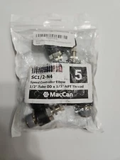 Lot Of 5 New 1/2" OD x 1/2" NPT Air Angle Flow Control Valve Tube Push Fitting