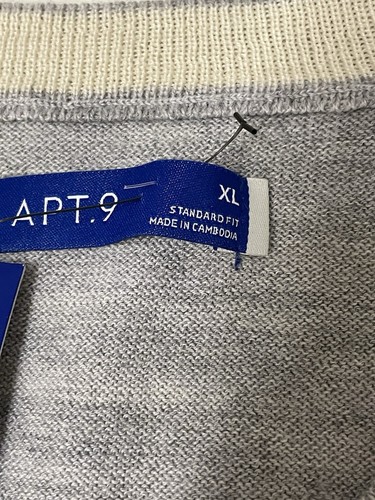 NEW - APT 9 WOOL Sweater - Mens XL 46x28 34" Slv Gray Burgndy Crew - Picture 5 of 9