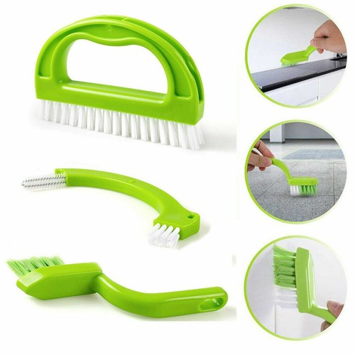 Green 3 in 1 Tile Grout Cleaning Brush Mould Remover Narrow Stiff Stain