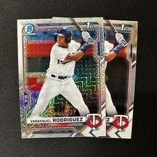 2021 Bowman Chrome EMMANUEL RODRIGUEZ 1st Mega Mojo Refractor + Base #BCP-207
