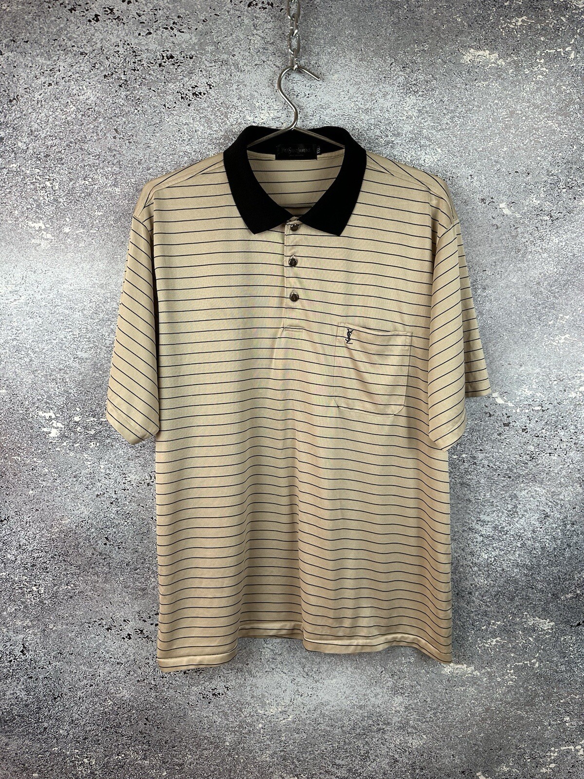POLO UOMO YVES SAINT LAURENT YSL A RIGHE BEIGE TAGLIA L XL