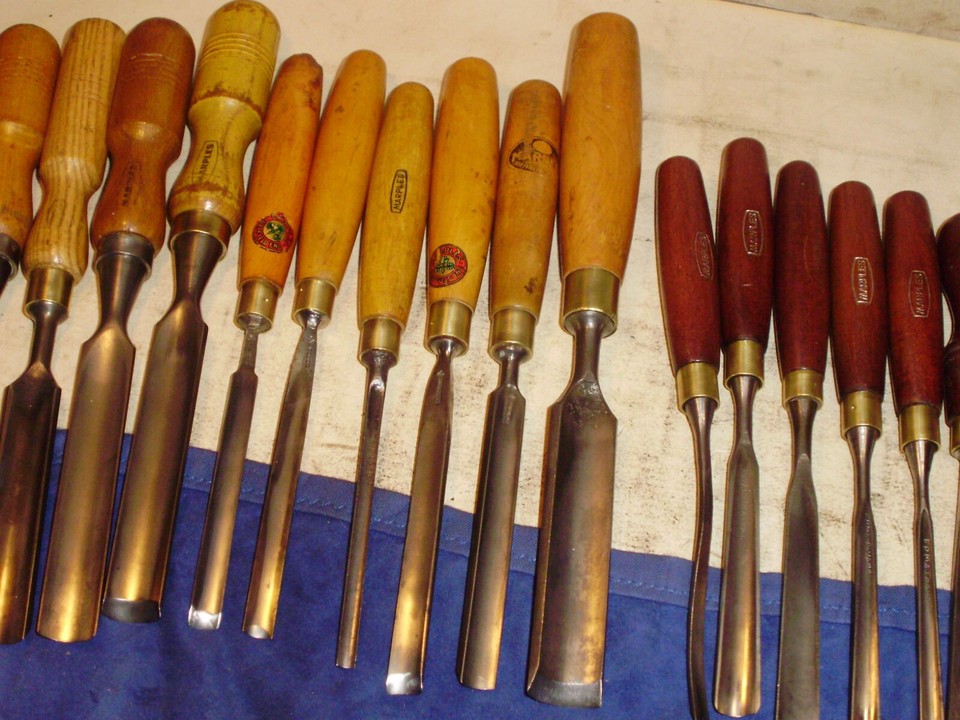 Joblot, 30 vtg Marples Shamrock/Marples woodcarving chisels/gouges in ...