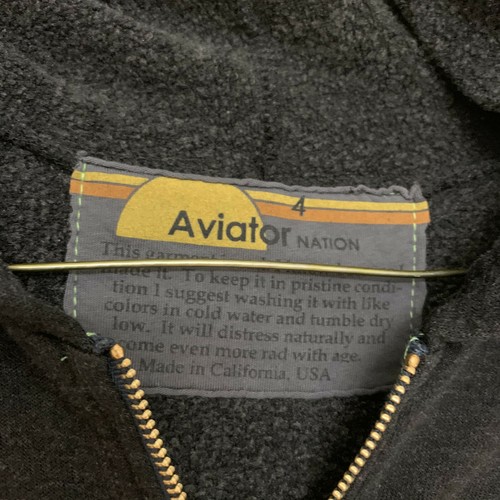 AVIATOR NATION Brooklyn Hoodie Kid Unisex Sz 4 Black 5-Stripes Patch Zip-Up NWOT - Picture 6 of 8