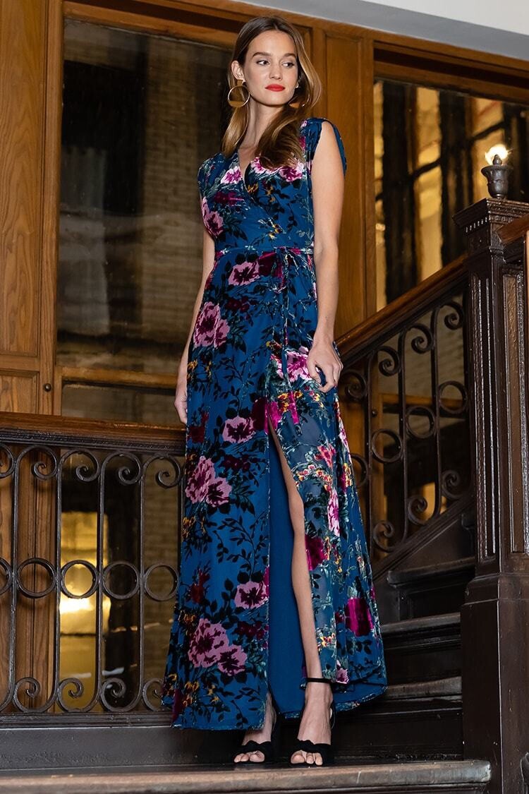 swept away black long sleeve maxi dress