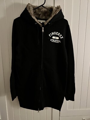 Fingercroxx Women Faux Fur Hoodie Black Size XS Australia