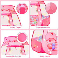 Pop up Princess Tent Toy with Star Light Foldable, Birthday Gift for Girl 1 2 3 