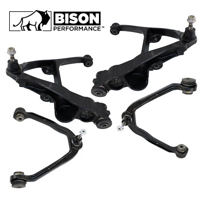Bison Performance 4pc Front Upper Lower Control Arm Kit For Cadillac Chevy GMC