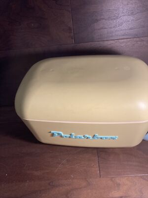 Retro Yellow Polar Box Cooler W/ Leather Teal Blue Strap Made In