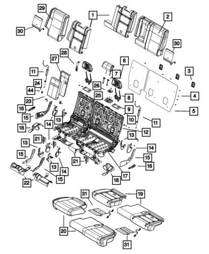 Panel de base de asiento negro para Jeep Grand Cherokee 2011-2013 (N/P 1TM76JTLAA)