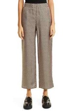 MAX MARA Leisure Wide Leg Silk Pants Kaki Tan Print Trousers MSRP 395