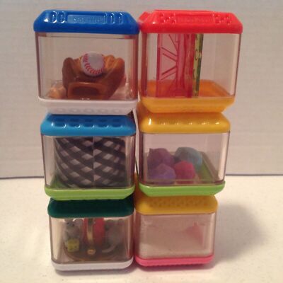 Lot of 6 Fisher Price Peek A Boo Blocks Cubes Sensory Toys Baby Play Fun - C