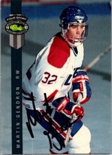 1992 -Martin Gendron- Classic Four Sport Autograph/Signed/Auto Hockey Card #172