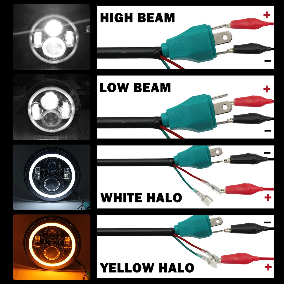 Faros Halo LED Redondos 2 piezas 7" Hi-Lo para Ford B-100 F-250 F-350 Mustang Foto 3 de 4