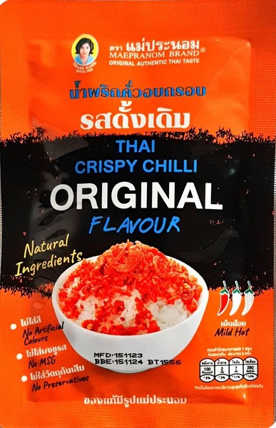 Pasta de chile tostado crujiente sabor original marca Maepranom 6x20G