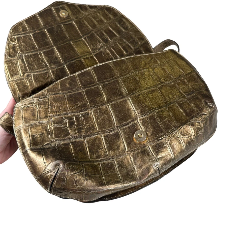 Bolso de hombro/silla de montar Carlos Falchi exótico genuino cocodrilo cocodrilo cocodrilo hecho a mano Foto 2 de 4