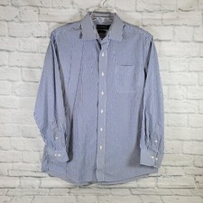 Lauren Ralph Lauren Shirt Men's 17 34/35 Slim Fit Long Sleeve Blue White Stripes