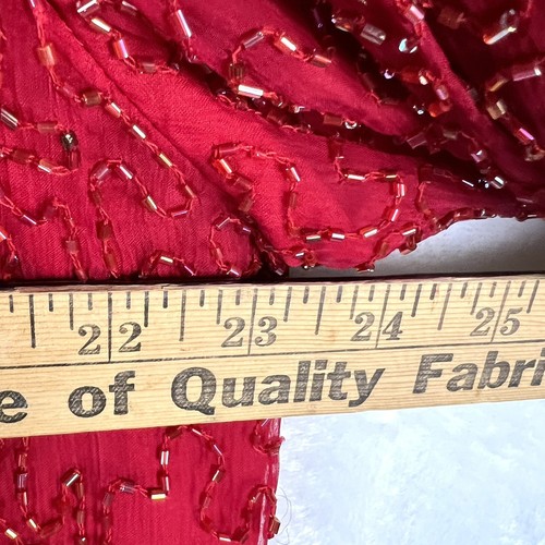 Vintage Red Long Sleeve Top Jacket Beaded Formal Open Lined Shoulder Pad Sz L XL - Picture 4 of 9