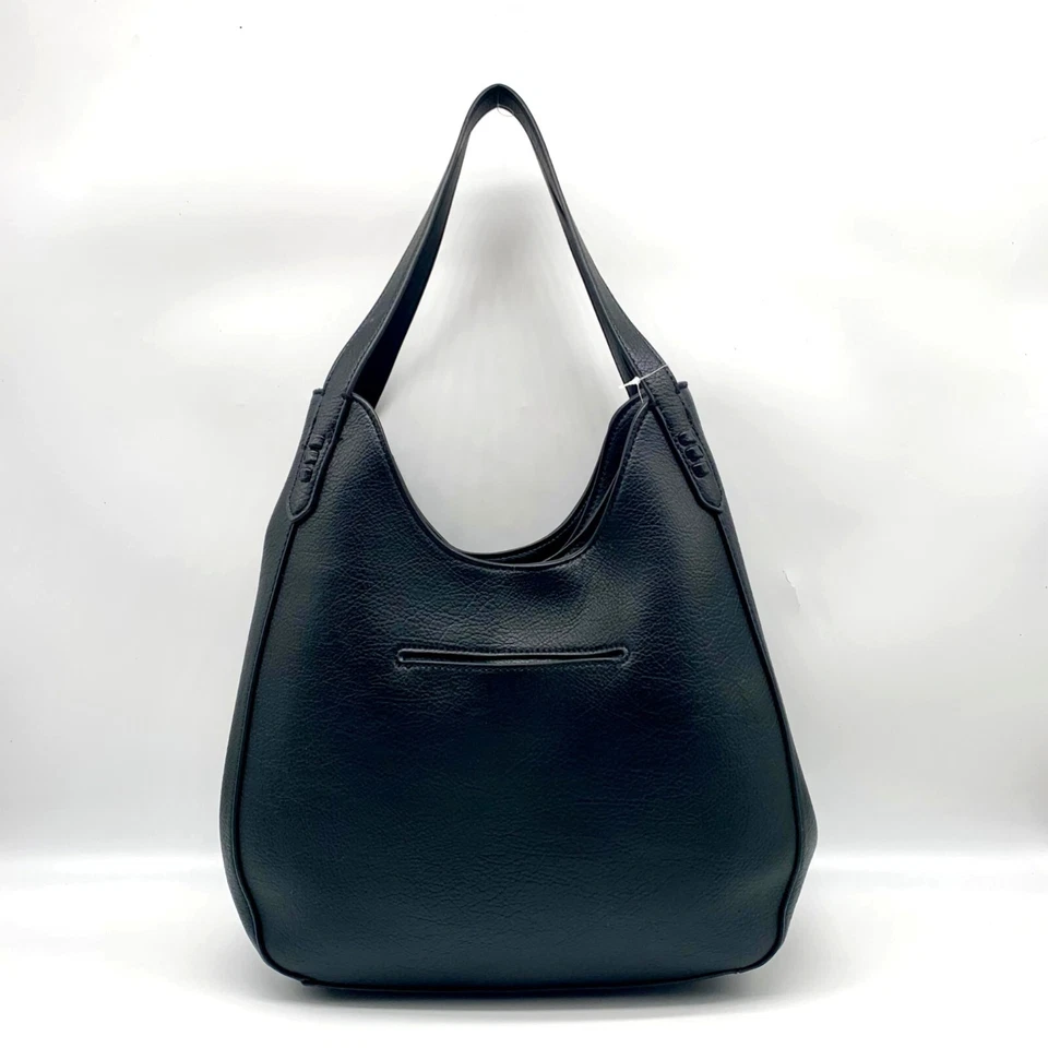 Bolso Hobo Style & Co Cuero Guijarro Negro Punto de Látigo Triple Compartimento Foto 2 de 4