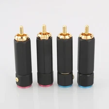 8Pcs Gold Plated Phono RCA Plug DIY Hifi Audio Interconnect Cable Line Connector