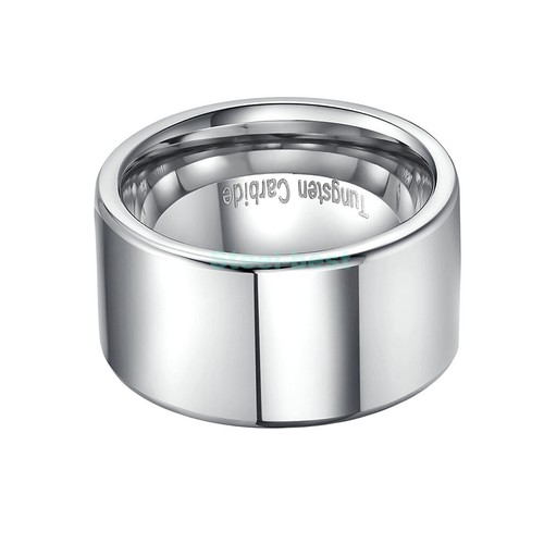 Men's 11mm Tungsten Carbide Wedding Rings High Polished Mirror Face Band Biker - Picture 2 of 4