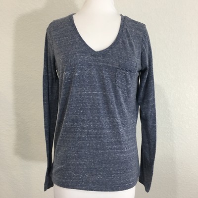 Poof Womens Shirt Muted Blue Junior Size Medium Pull Over Knit Long Sleeve Top