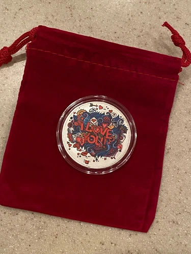 1 OZ COLORIZED LOVE PROOF .999 PURE - W/ RED GIFT BAG - GIFT OF LOVE ROUND AG