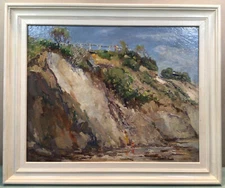 George Colville Sea Shore With Figures Framed Oil Painting