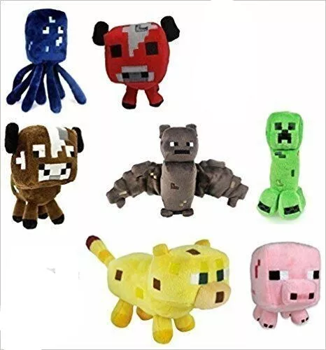 ♢ Minecraft Coleção 7 Bonecos Pelúcia CREPER, ENDERMAN, BABY PIG, BABY  MOOSHROOM, OCELOT, OVELHA - HAPPY COSPLAY