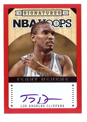 13-14 PANINI HOOPS RED BORDER TERRY DEHERE AUTO AUTOGRAPH #048/100