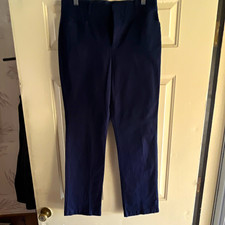 Gloria Vanderbilt Women  s Navy Solid Flat Front Dress Pants Regular 10 29"