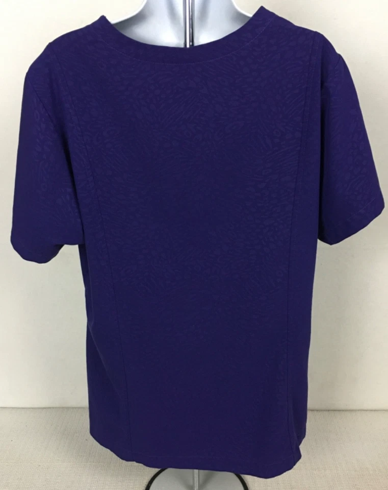 Blusa Médica Jockey Mujer Talla XL Púrpura Cuello en V Mangas Cortas Bolsillos Delanteros Foto 4 de 4