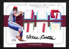 2017 National Treasures Steve Carlton Six Swatch Holo Silver Auto /5 RP144