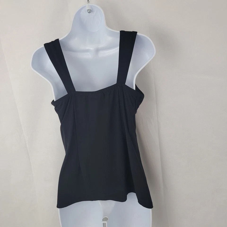 DRESSBARN Womens Babydoll Tank Top PETITE M Black Beaded Whimsigoth Fairy Y2K - Image 4 of 4