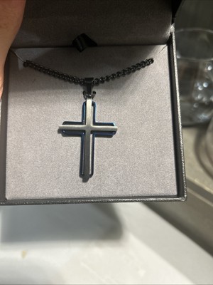 Steel nation blue black and blue cross necklace 