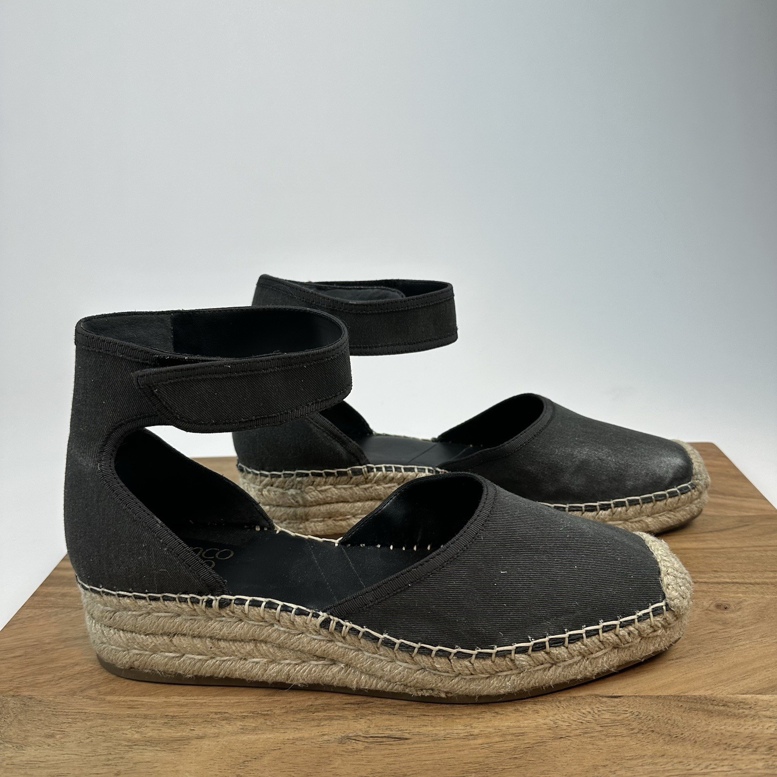 APL Sandali donna Franco Sarto Bessa marrone tela espadrillas zeppa taglia 11 M ottime condizioni