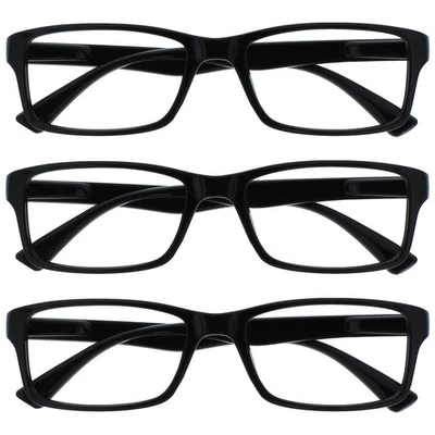 OPULIZE PEP Lesebrille Damen Herren 3er Pack Rechteckig Kratzfest Schwarz +1.50