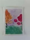 ACEO. Gouache & Ink on Watercolor Paper. trees. nature.original art. colorful