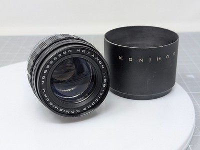Konica Konishiroku Hexanon F Mount 100mm F2.8 Lens w/ Original Hood Konihood
