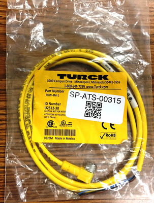 Turck P/N PKW 4M-1 ID # U2512-38 Actuator and Sensor Cordset, Connection Cable