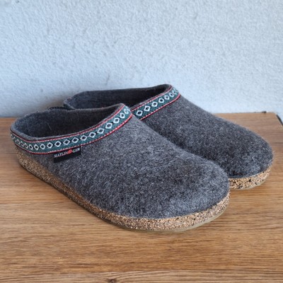 Haflinger Grizzly Torben Wool Felt Clogs Men s 40 Gray Slip-On Slippers Shoes