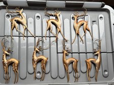 7 Copper Coloured Metal Hanging Reindeer Christmas Decorations